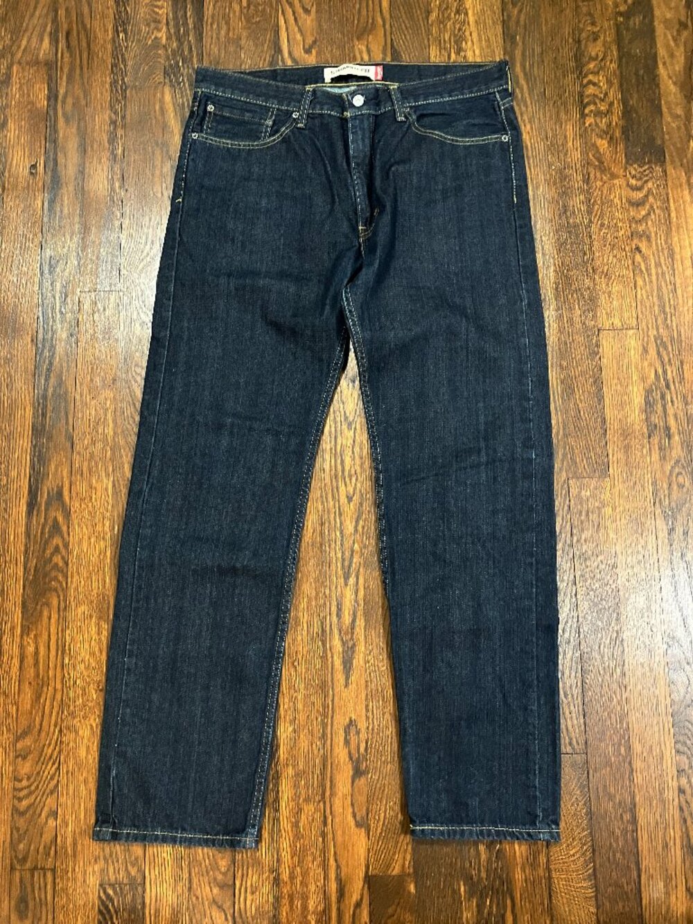 Levis 505 Regular Fit Straight Leg Dark Rinse Blue Denim Jeans Mens 36 x 32